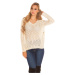 Trendy knit sweater with zips white Einheitsgroesse