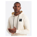 Ombre Men's kangaroo sweatshirt with hood and logo - cream