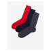 Súprava troch párov pánskych ponožiek v tmavo šedej, čiernej a červenej farbe BOSS