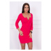 Dress with button-neck raspberry