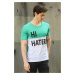 Madmext Color Block Printed Green T-Shirt 3089