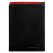 Men's black leather wallet with red module