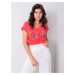 Coral T-shirt with colorful print