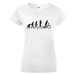 Dámské tričko s potlačou evolúcie kolobežkárky - tričko pre milovníkov kolobežiek