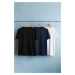 Trendyol Black-Navy Blue-White Large Size 3-Pack Regular/Normal Cut 100% Cotton T-Shirt