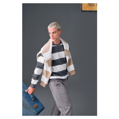 DEFACTO Boxy Fit Crew Neck Striped Sweatshirt