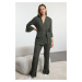 Trendyol Khaki Belted Ruffled Ribbed Knitted Pajama Set