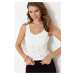 Trendyol White Ribbon Detailed Sleeveless Fitted Knitted Blouse