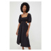 Bavlnené šaty Answear Lab čierna farba, mini, áčkový strih