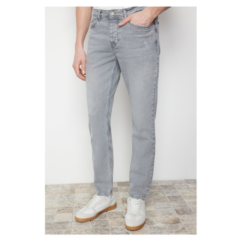 Trendyol Gray Slim Fit Frayed Jeans Trousers