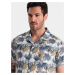 Ombre Viscose patterned men's short sleeve shirt - palm trees