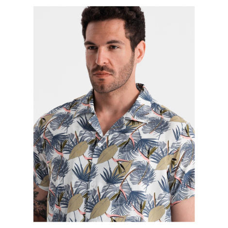 Ombre Viscose patterned men's short sleeve shirt - palm trees