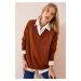 Happiness İstanbul Women's Tile V-Neck Oversize Knitwear Sweater