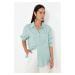 Trendyol Mint Polka Dot Oversize Wide Fit Woven Shirt