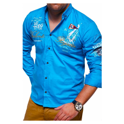 Pánska košeľa Slim Fit REGATTA model RH-441 - Tyrkysová VIOLENTO