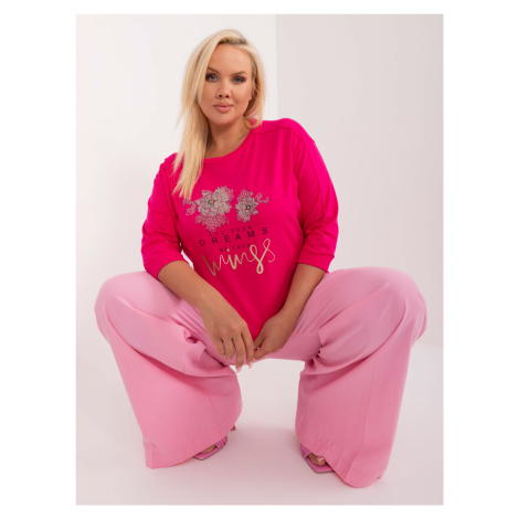 Fuchsia women's cotton blouse plus size