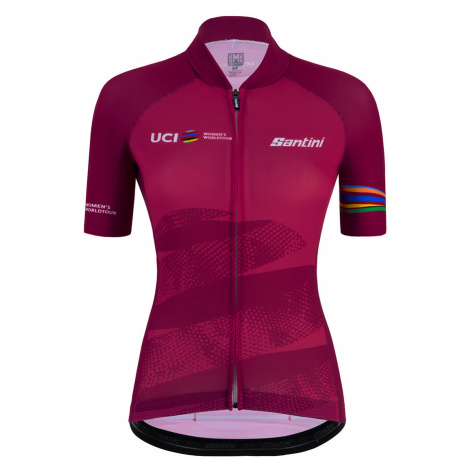 SANTINI Cyklistický dres s krátkym rukávom - UCI WORLD ECO LADY - cyklamenová/bordová