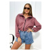 Suede zippered sweatshirt dark pink