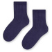 Tmavomodré detské nekompresné merino ponožky Art.130 MC028, NAVY BLUE - RIBBED PRESSURE-FREE