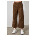 Trendyol Khaki Pocket Detailed High Waist Wide Leg Jeans Khaki