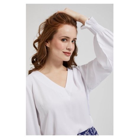 Women's blouse with lace on the back MOODO - white