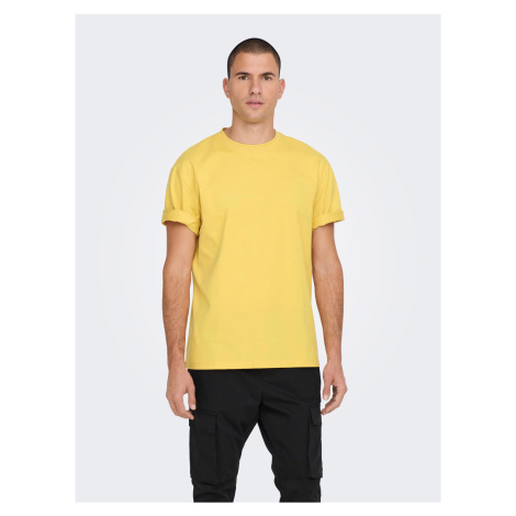 Yellow mens basic T-shirt ONLY & SONS Fred - Men