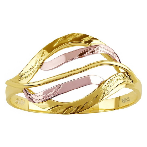 Zlatý prsteň s ručným rytím Adele zo žltého a ružového zlata Silvego