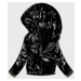 Krátka čierna dámska bunda s kapucňou (B9787-1)