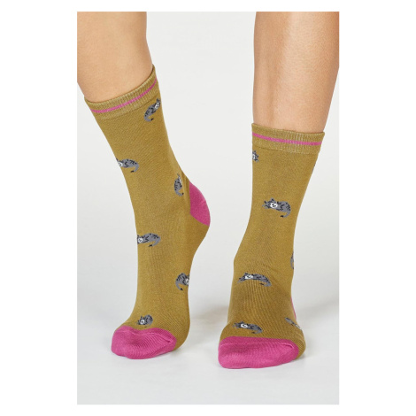 Žltozelené vzorované ponožky Lula Cat