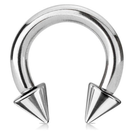 Piercing z ocele 316L - lesklá podkova s hrotmi, strieborná farba, hrúbka 5 mm - Rozmer: 5 mm x 