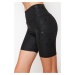 Trendyol Black Glossy Fabric Knitted Sports Shorts/Short Leggings