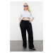 Trendyol Curve Black Stone Detailed High Waist Wide Leg Jeans