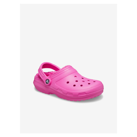 Růžové dámské pantofle s kožíškem Crocs Classic Lined Clog
