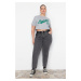 Trendyol Curve Gray High Waist Elastic Waist Mom Jeans