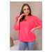 Cotton blouse with ruffles on the shoulders Pink neon