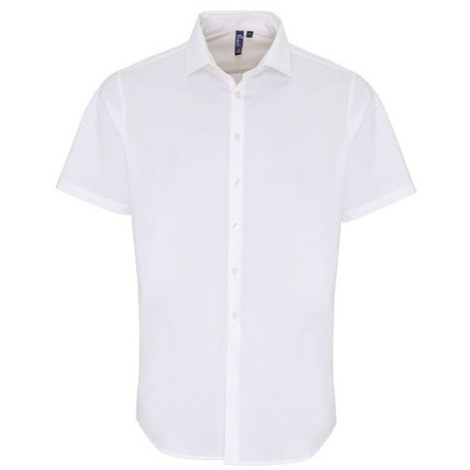 Premier Workwear Pánska bavlnená košeľa s krátkym rukávom PR246 White