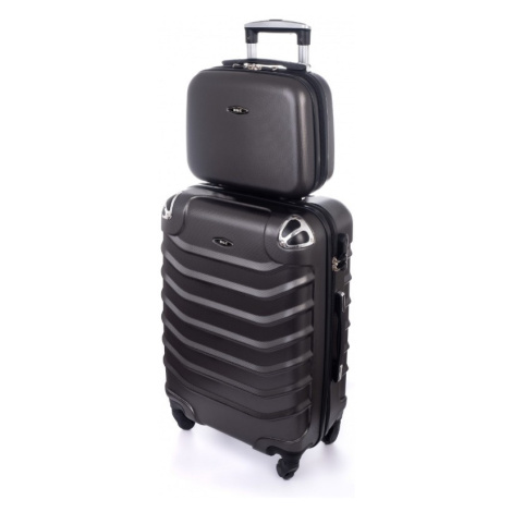 Čierna sada (taška+kufor) škrupinových kufrov &quot;Premium&quot; - veľ. XL+S