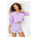 Trendyol Lilac Crop Pocket Detailed Regular Fit Woven Shirt