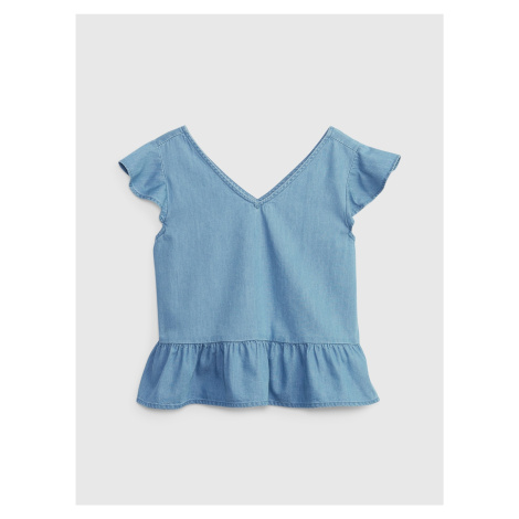 Modrý dievčenský bavlnený top peplum GAP
