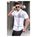 Madmext White Patterned Polo Neck Men's T-Shirt 5872