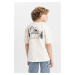 DEFACTO Boy's Oversize Fit Crew Neck Printed Short Sleeve T-Shirt