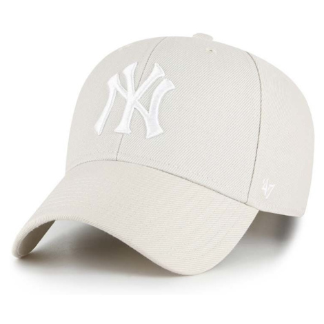 Šiltovka s prímesou vlny 47 brand MLB New York Yankees béžová farba, s nášivkou, B-MVPSP17WBP-BN
