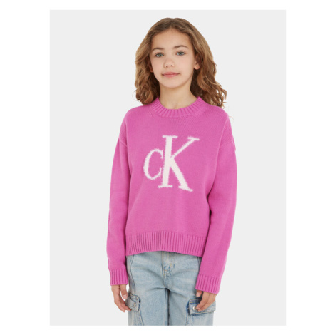 Calvin Klein Jeans Sveter Fluffy Monogram IG0IG02220 Ružová Regular Fit