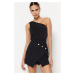 Trendyol Asymmetrical Super Mini Woven Shorts Skirt With Black Buttons