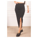 armonika Below Knee Pencil Skirt with Front Slit and Elastic Waist