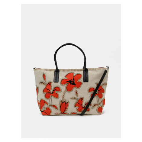 Béžová kvetovaná kabelka Desigual