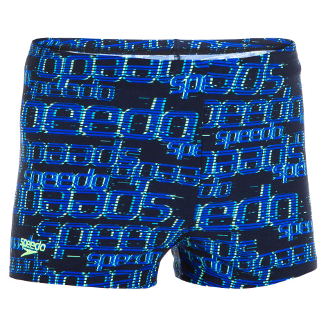 Chlapčenské boxerkové plavky s potlačou modré Speedo