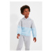 Trendyol Gray Color Block Hooded Boy Knitted Slim Tracksuit Set