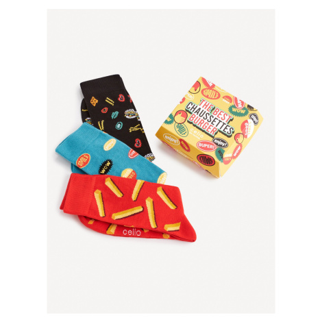 Súprava troch párov farebných ponožiek v darčekovom balení Celio
