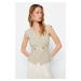 Trendyol Gray Woven Bone Button Detailed Double Breasted Woven Blouse